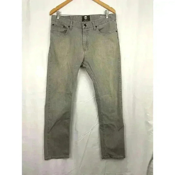 Timberland Gray Charcoal Wash Stretch Denim 33x30 Straight Jeans Mens - Picture 4 of 13